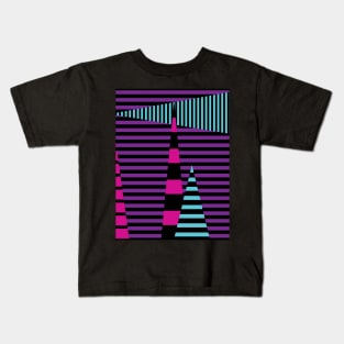 Stripes on Stripes - Pink, Purple, Blue and Black Kids T-Shirt